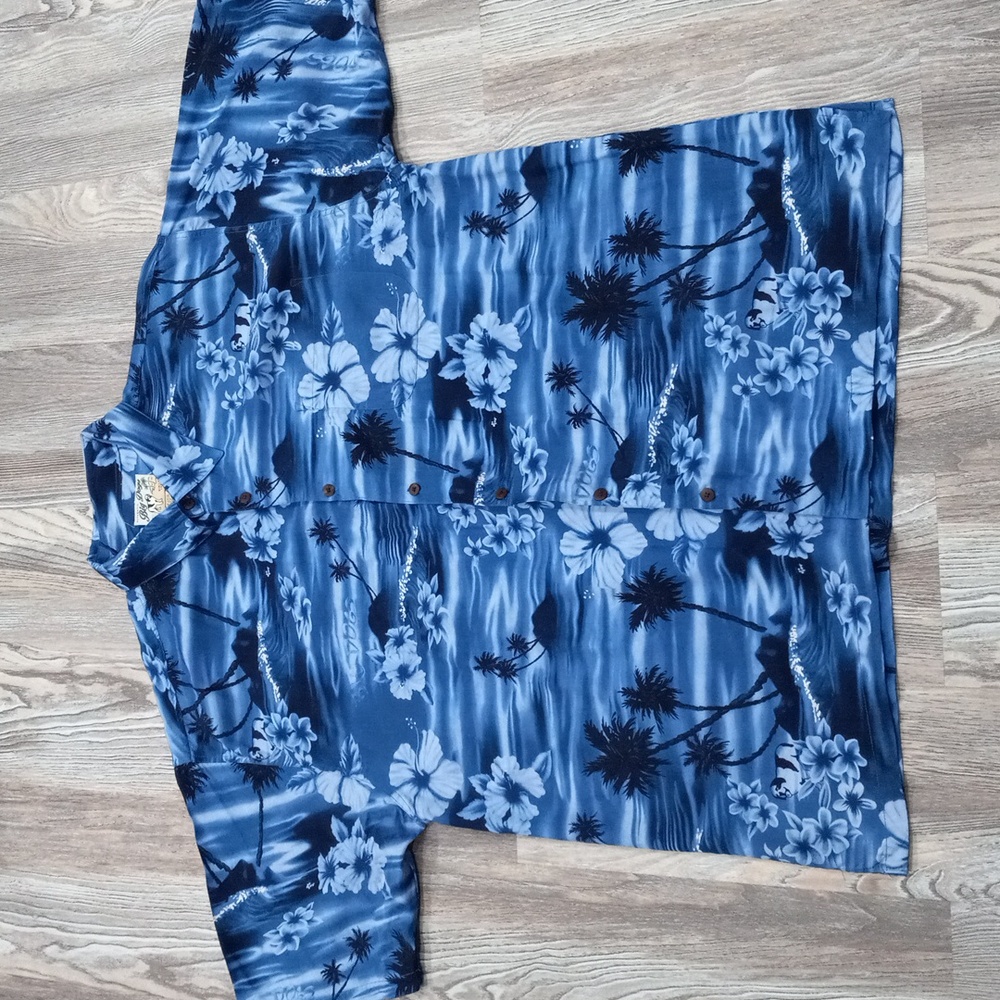 Big Dog Big & Tall Hawaiian Shrit Hibiscus Palm Trees pattern Men's Size…